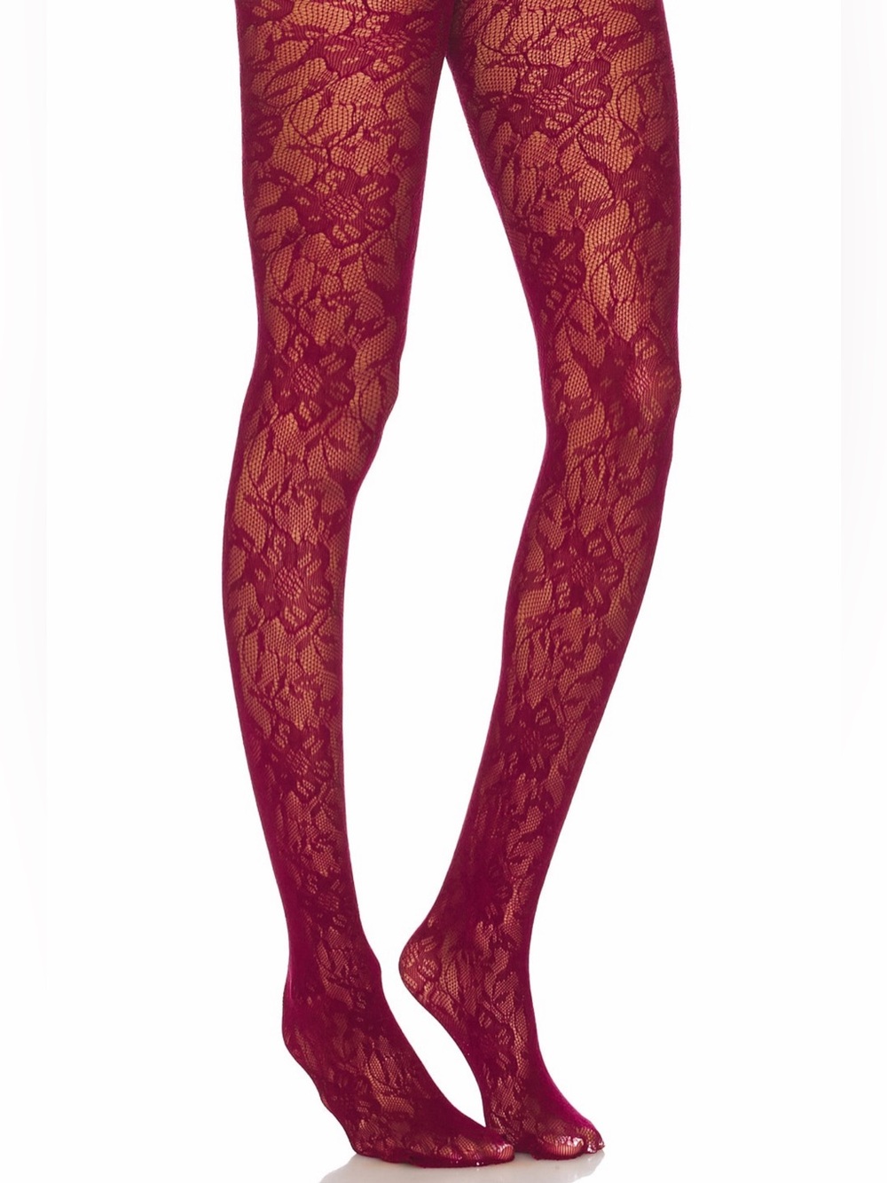 Superdown Revolve Ella Cherry Red Lace Sexy Romantic Dressy Tights One Size NWT